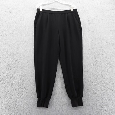 Chicos Chic Track Jogger Pants Size 0.5 US 6 Black Stretchy Crepe Pull On Comfy