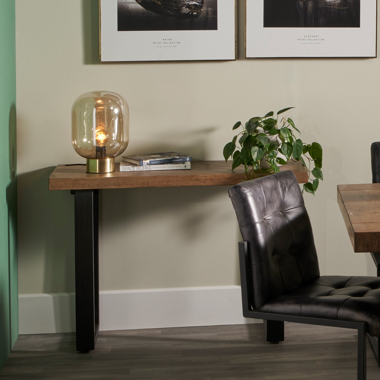 Industrial Wood and Metal Console Table Rustic Narrow Hallway Side Table 120cm