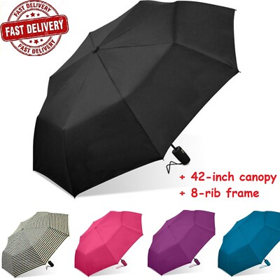 Automatic Open Black Umbrella Anti-UV Sun/Rain Windproof Folding Umbrella