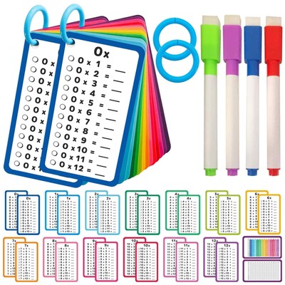 Artreeiger Multiplication Flash Cards 0-12 Large Math Flash Cards with 4 Dry ...