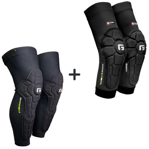G-FORM PRO RUGGED 2 Long Knee Shin + Elbow Pads Guards Set