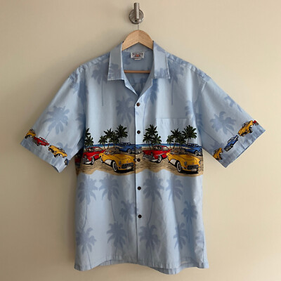 Pacific Legend Shirt Men s XL Blue Vintage Classic Cars Hawaiian Short Sleeve