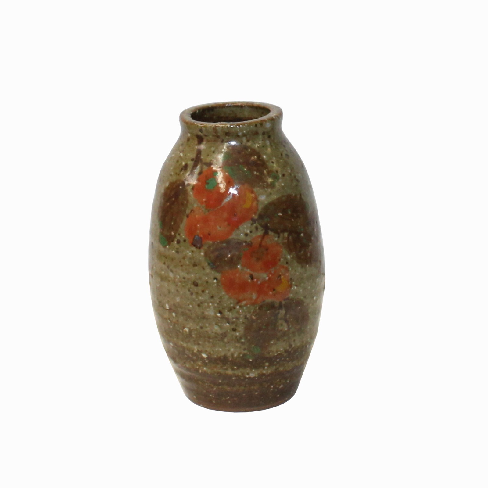 Handmade Ceramic Brown Tan Gray Flower Graphic Jar Vase ws2466S Handmade Ceramic Brown Tan Gray Flower Graphic Jar Vase ws2466S