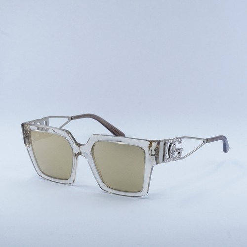 Pre-owned Dolce & Gabbana Dg4446b 343203 Transparent Camel/clear Mirror Real Yellow Gol... In Clear Mirror Real Yellow Gold