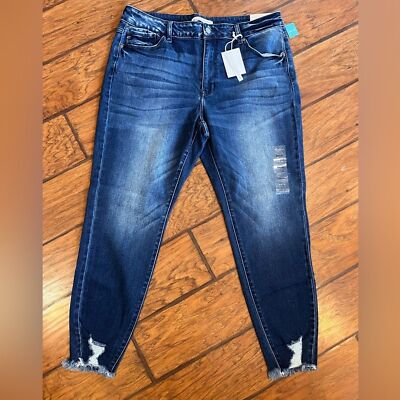 KanCan jeans women s plus 20W (38x30) blue High Rise Skinny raw hem stretch NWT