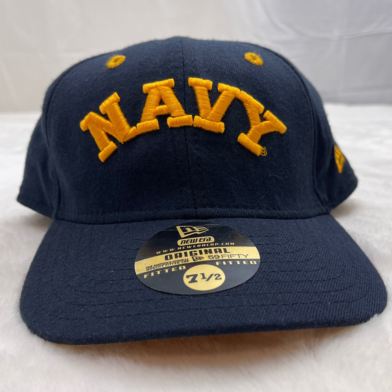 New Era 56 Fifty Navy Fitted 7.5 Cap Hat with Bill Sticker
