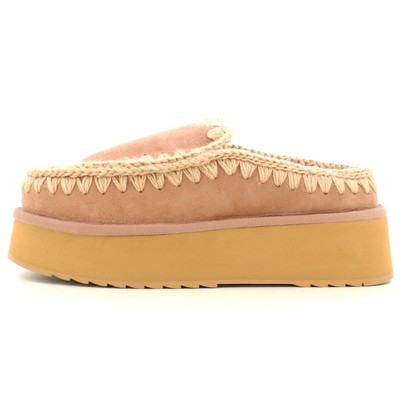 Pre-owned Mou A24us Women's Slipper Mu.fw681004a Clog Eskimo Platform In Beige