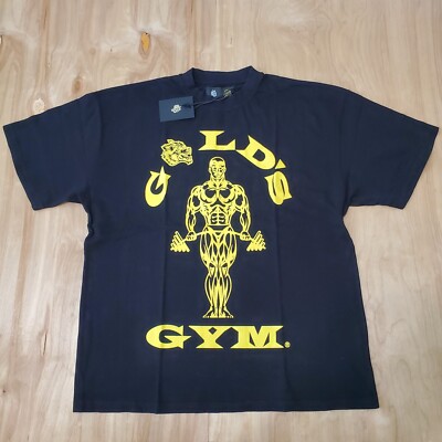 Darc Sport Wolves Gold's Gym Bodybuilder T Shirt Men's Size L Black/Gold 