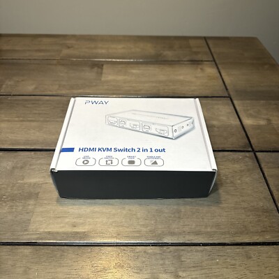 Pway PW-S7206H Gray Plug And Play Portable USB HDMI KVM Switch 2 in 1 Out