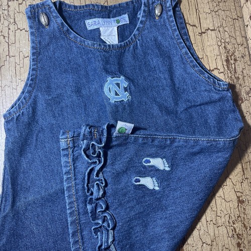 Sara Lynn Togs North Carolina Tarheels Girls Jean Denim Dress Size 3T Sleeveless