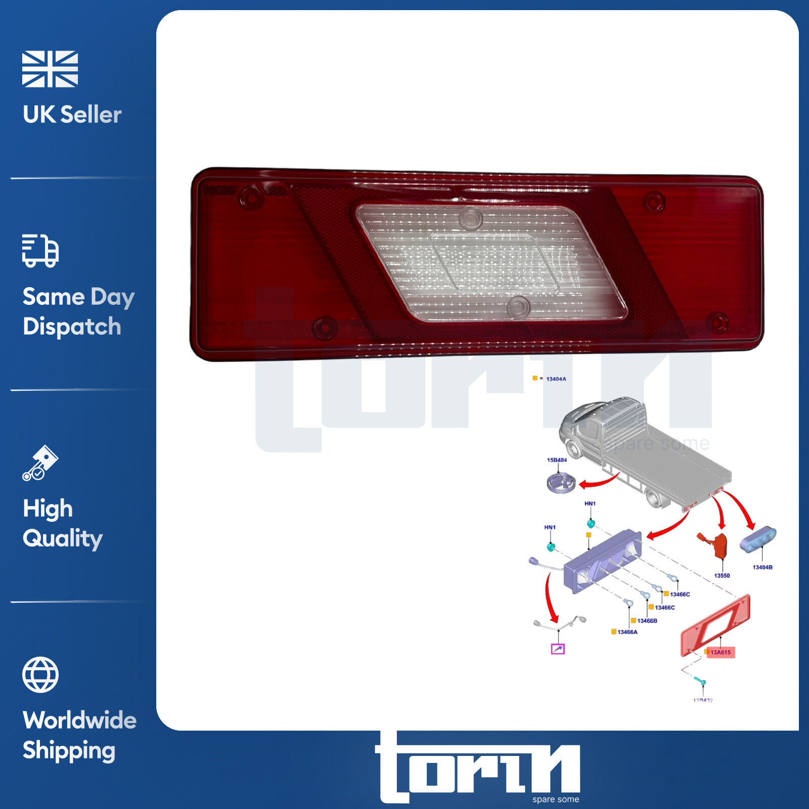 FOR FORD TRANSIT MK8 TIPPER PICK-UP TAIL LIGHT LAMP LENS REAR RIGHT 1831256