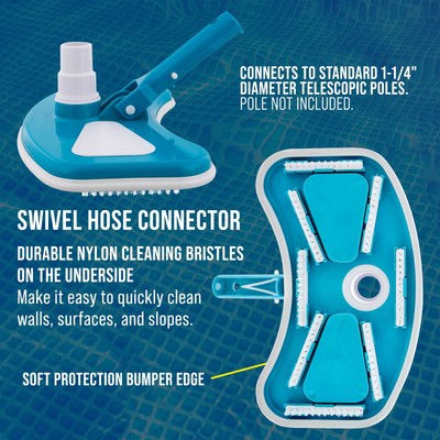 U.S. Pool Supply Deluxe Weighted Pool Vacuum Head, Protection Bumper, Liners