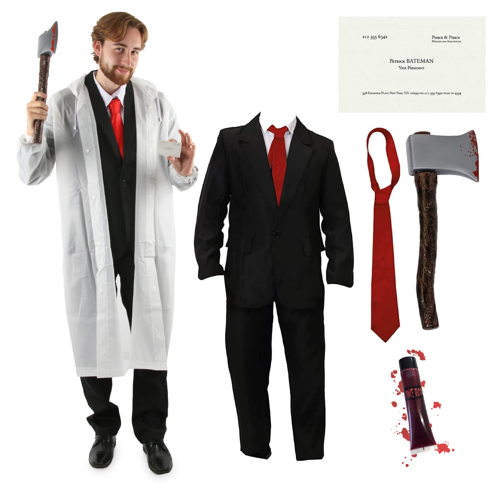 Mens American Psycho Patrick Bateman Costume Halloween Fancy Dress 