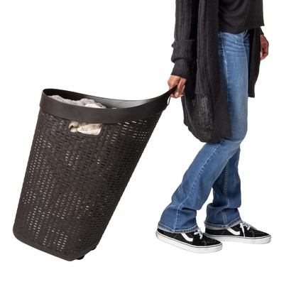Mind Reader Rolling Laundry Basket, Wheeled Ventilated Hamper with Cutout Handle