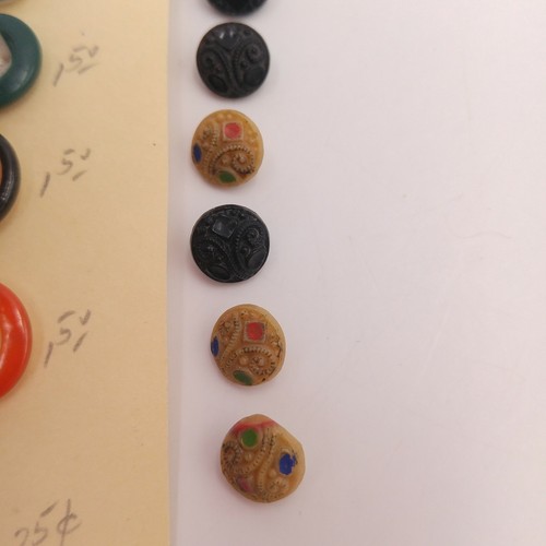 Mixed Lot of 19 Vintage Glass Buttons - Round Patterned Textured