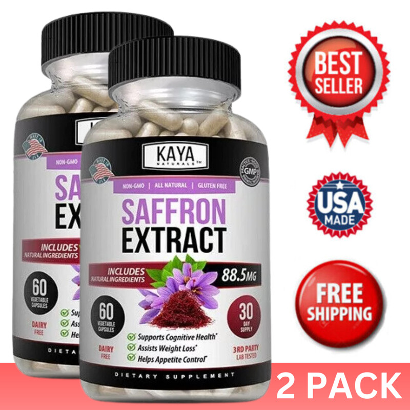 (2 Pack) Saffron Extract 60ct Seasonal Depression Focus Support Appetite