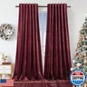 Dchola Wine Red Velvet Curtains for Bedroom Window with Back Tab, Super Soft Vintage Luxury Heavy Drapes, Room Darkening Thermal Insulated Curtain for Living Room, W52 by L84 inches, 2 Panels