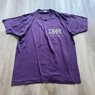 Vintage 80s IBM Personal System 2 Computers On Campus Shirt Size Small Purple