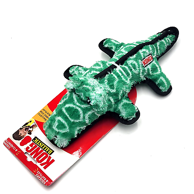 KONG Ballistic Alligator Md Lg Durable Squeaky Rattles Tug Shake