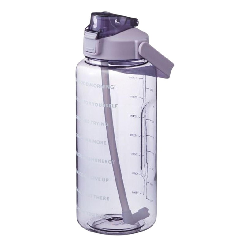 2L Sports Inspirational Water Bottle Straw Lid With Time Marker For Fitness