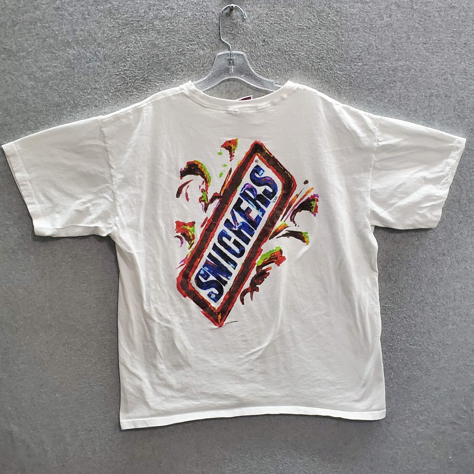 VINTAGE Snickers Men T-Shirt 2XL White Graphic Planet Mars