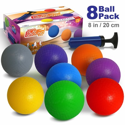 NDN LINE 8 Inch Playground Balls Set of 8 deflated School Quality dodgeball k...