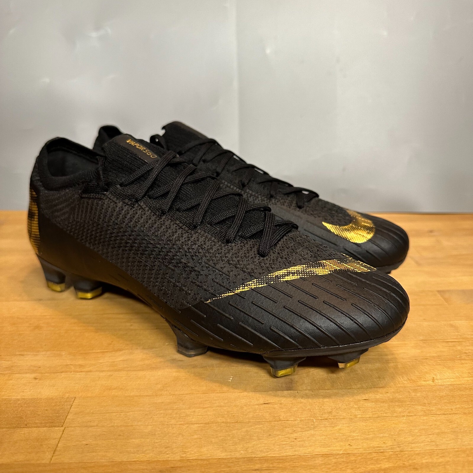 Pre-owned Nike Mercurial Vapor 12 Elite Fg Black Gold (ah7380-077) Multi-size
