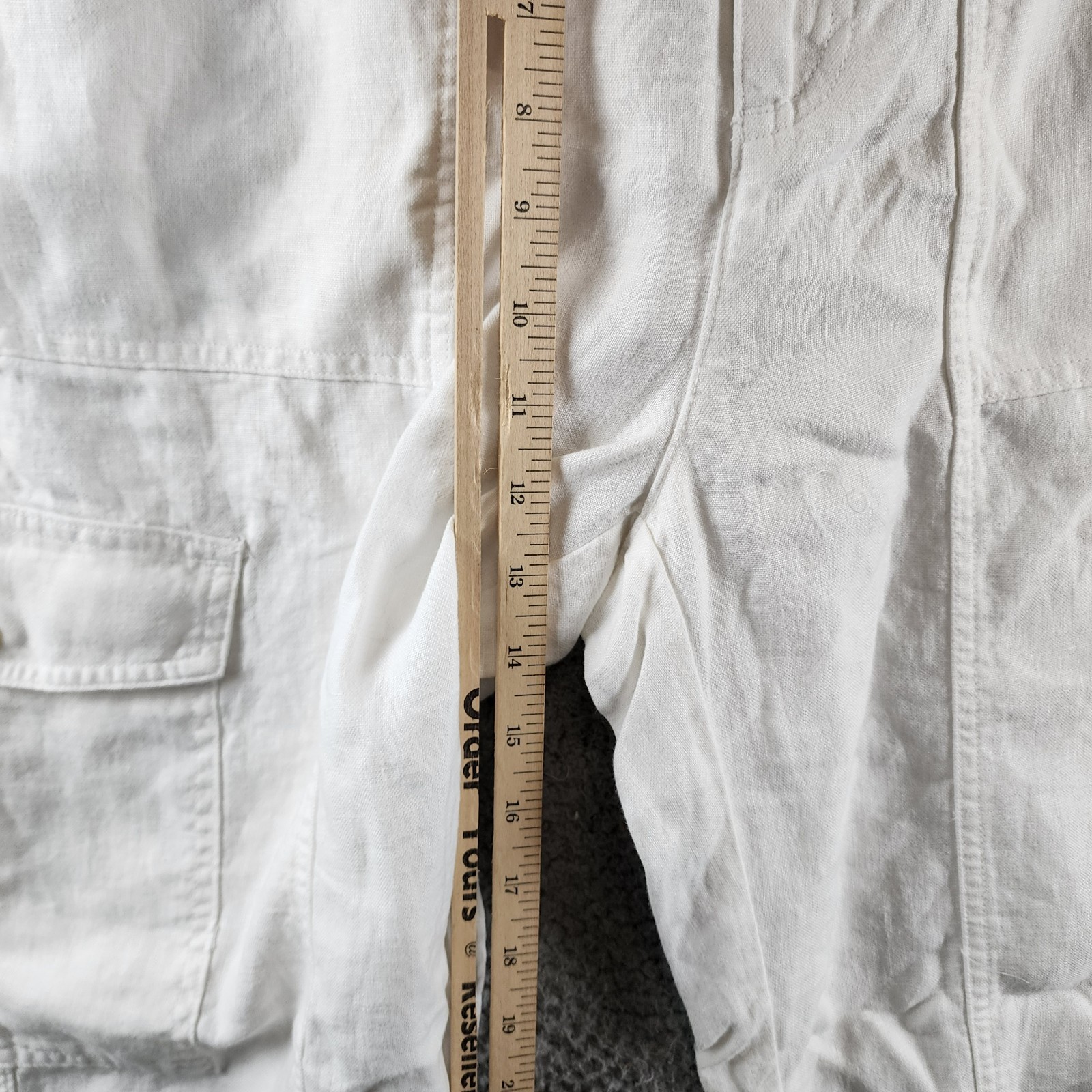 Lauren Ralph Lauren Linen Cargo Pants Women's 6 White Pockets Button Zip Closure - Picture 10 of 17
