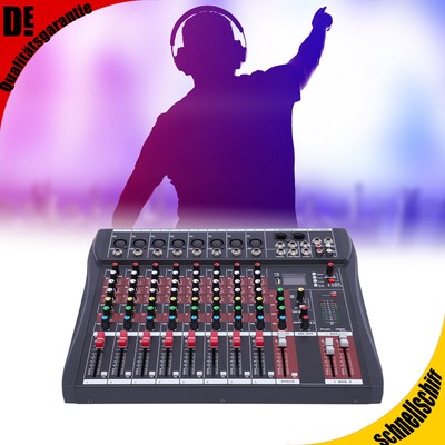 8 Kanal Audio Mixer,Mischpult Mit USB Dj für Karaoke Digital Audio Mixer DHL DE