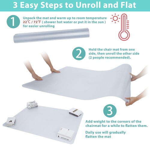 60" PVC Chair Floor Mat Non-slip Texture Desk Solid Floor Protector Carpet