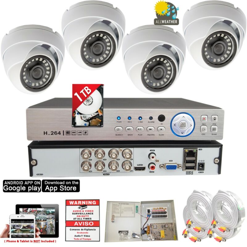 8 Channel Hd H265 Dvr 4x 1080p Cctv Security Camera Complete System Set 1tb Hdd
