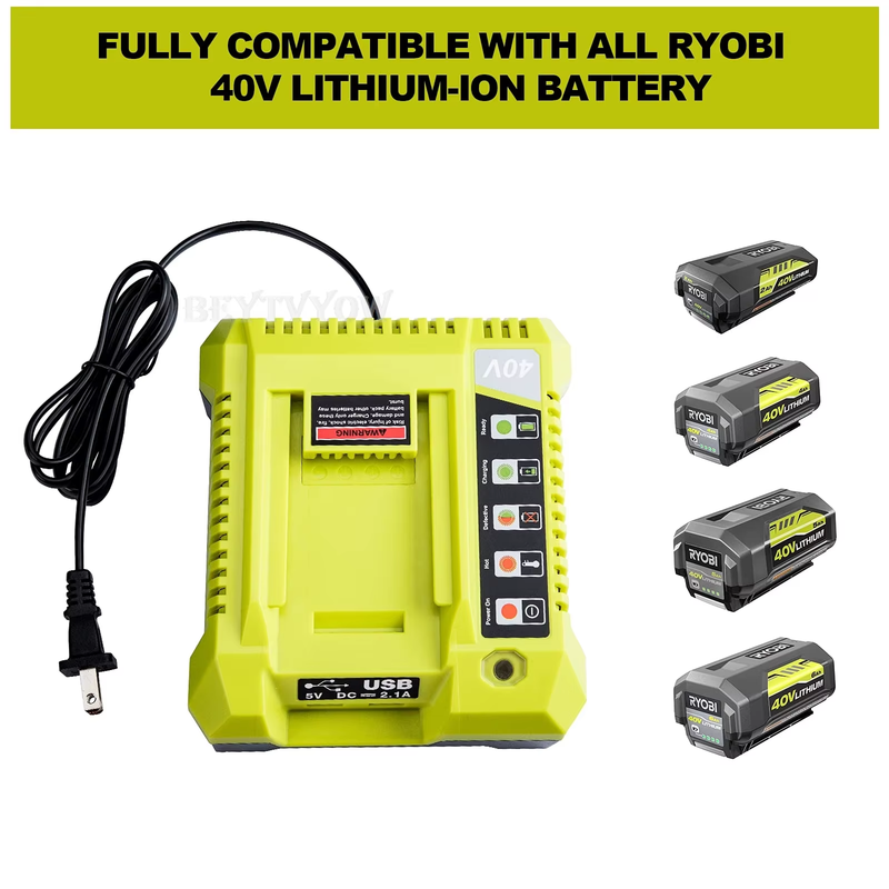 Beytvyow Super Battery Charger for Ryobi 40V Li-ion Battery Rapid Charger Statio