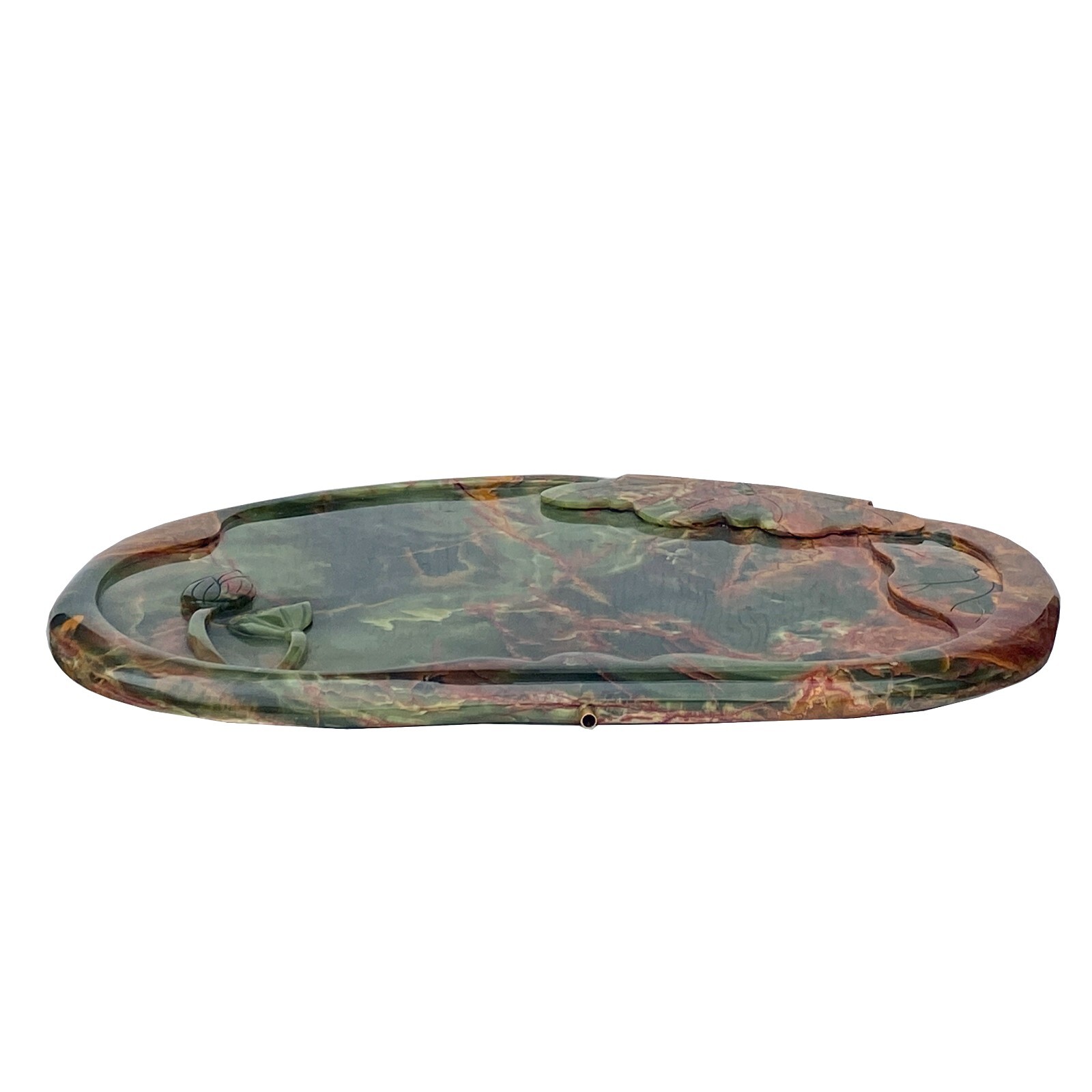 Chinese Natural Green Stone Craved Lotus Theme Tea Basin Tray ws2284S Chinese Natural Green Stone Craved Lotus Theme Tea Basin Tray ws2284S