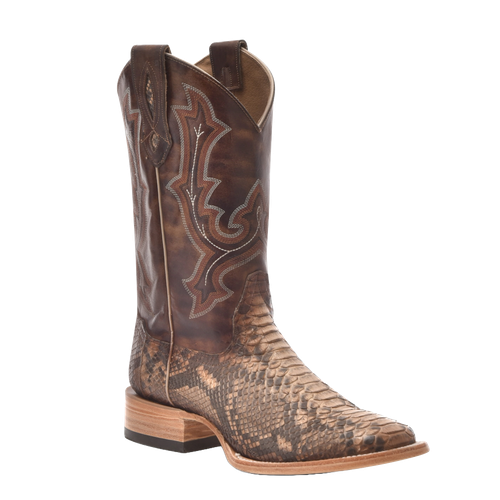 Pre-owned Corral Men's Taupe Python Wide Square Toe Western Boots B5000 In Brown