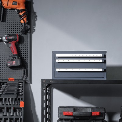 VEVOR Drill Bit Dispenser Organizer Cabinet Three-Drawer 1mm to 13mm Stackable