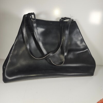furla smooth black smooth italian leather shopper tote bag shoulder bag clean 305265278727