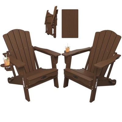 THOEOE Folding Adirondack Chair Set of 2, HDPE AllWeather Outd...