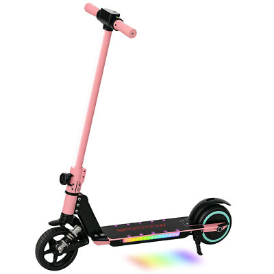 SPORTNOW Folding Electric Scooter for Kids w/ LED Lights and Display, Pink