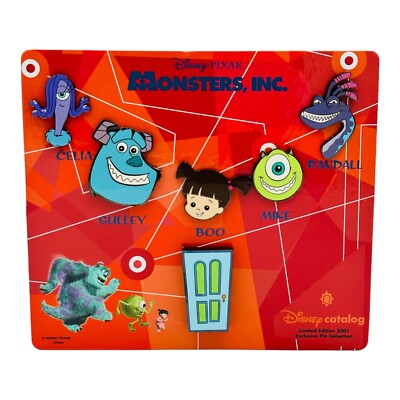 Disney Catalog Pixar Monsters Inc 6 Pins Set Sully Mike Boo Celia Randall LE