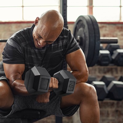 Rubber Coated Hex Dumbbell Hand Weights, 25 lb to 50 Pound