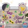 Moucuny Mardi Gras Doormat Indoor Outdoor 17'' x 29'' Mardi Gras Mask Front Door Mat Washable Non Slip Backing Rubber Floor Rug for Porch Entry Stair Kitchen Bathroom Decor
