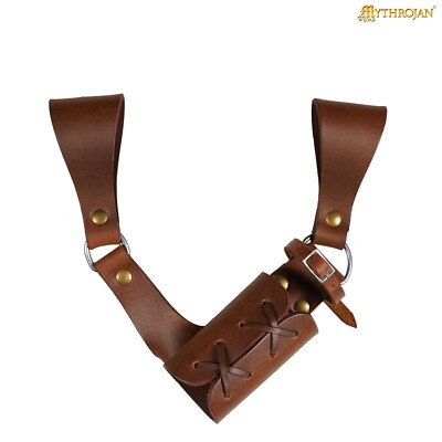 Medieval Sword Frog with Leather Holder for Universal Rapier Broadsword - Black