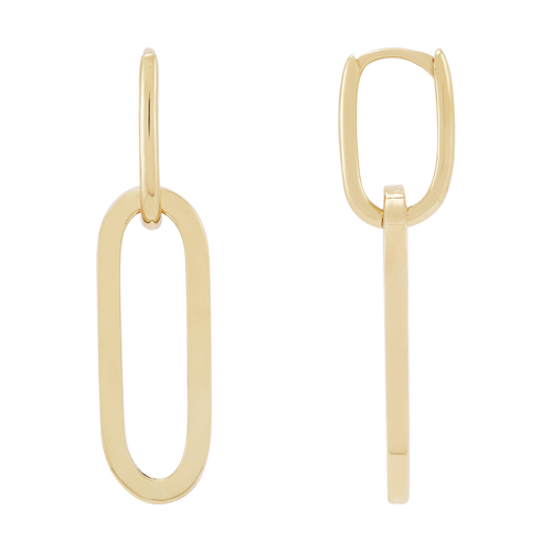 Pre-owned Welry 14k Yellow Gold Oval Paperclip Drop Earrings