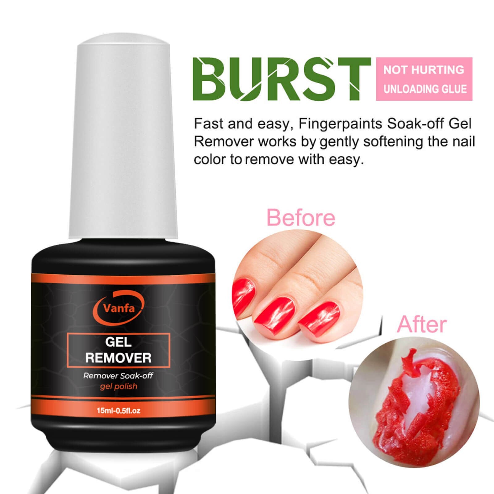 Vanfa Gel Nail Polish Gel Remover 0.5 Oz (Pack of 2)