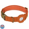 Reflective Leather Dog Collar with AirTag Holder - Soft Apple Airtag Dog Collar with Metal Buckle - Safety Cotton Pet Collars for Dogs Small Large Dogs Puppy (Orange, XS, 9