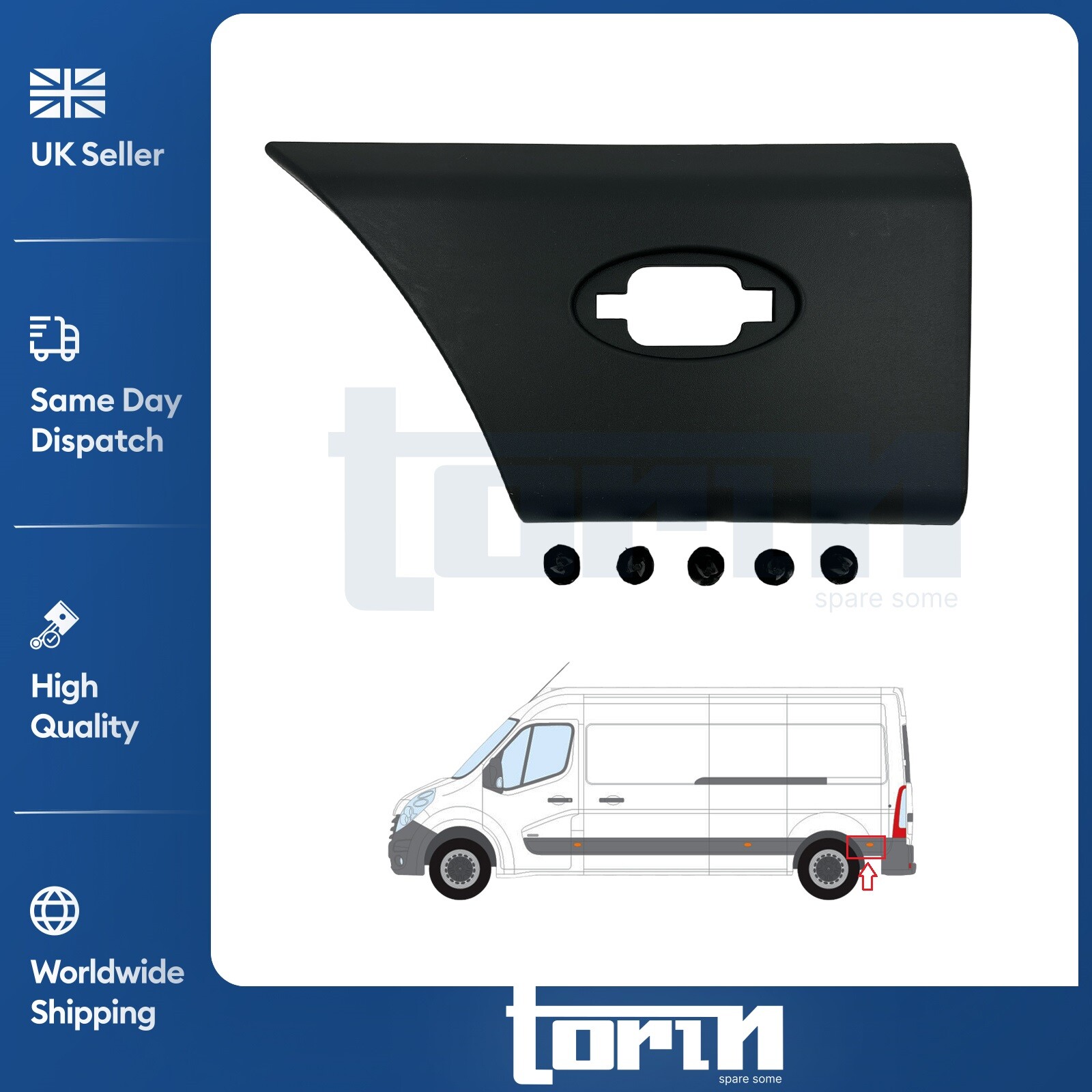 Rear Left Side Moulding Strip Trim Fits Renault Master Mk3 Vauxhall Movano B