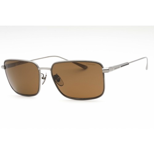 Pre-owned Chopard Unisex Sunglasses Shiny Ruthenium Metal Rectangular Frame Schf84m E56p In Brown