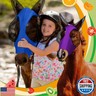 Frienda 4 Pcs Horse Fly Masks with Ears Head Fly Masks for Horses Smooth Elastic UV Protection Cover from Summer Insect Pests(Medium,Purple, Blue, Pink, Black)