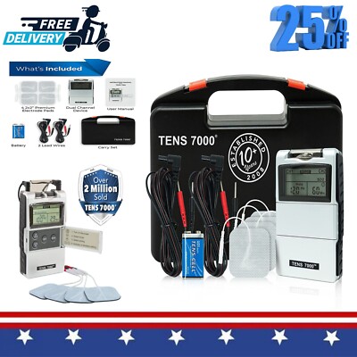 TENS 7000 2nd Edition Digital TENS Unit with Accessories For Back Pain Neck Pain
