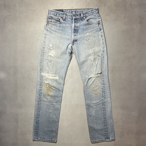 Vintage Levis 501 Thrashed Denim Jeans Patched USA made